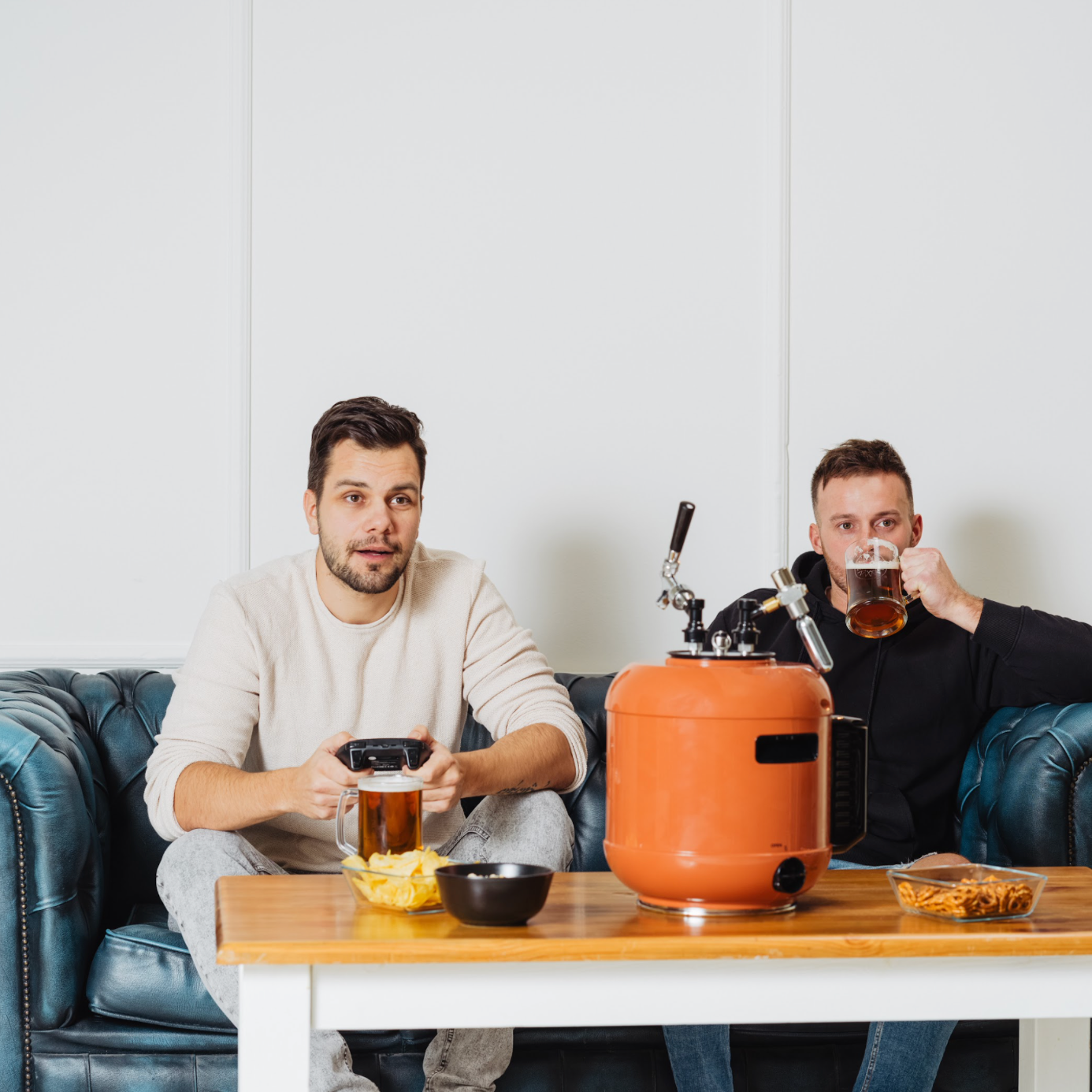 guys enjoying home made beer on minibrew